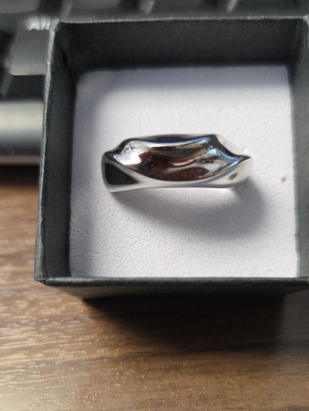 Silver Plated Sculpted Wave Ring - Silver